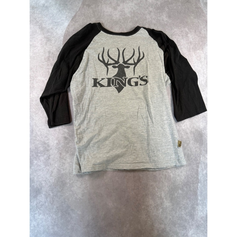 Kings Camo Mens Raglan Baseball Tee Deer Antler Logo Gray Black XL PO 3789